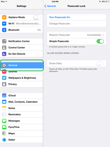 iOS 7 Settings, General